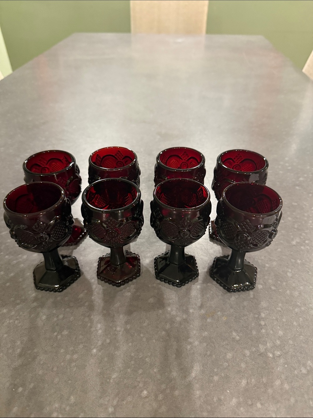 Avon Cape Cod Vintage-Style Ruby Red Goblet Set of 8 - Home Accents